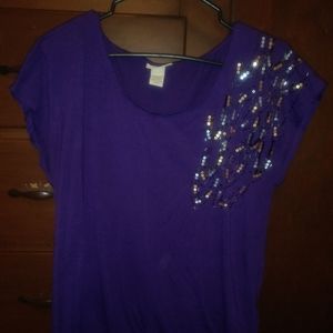 Purple Size Large True Self sequins tee